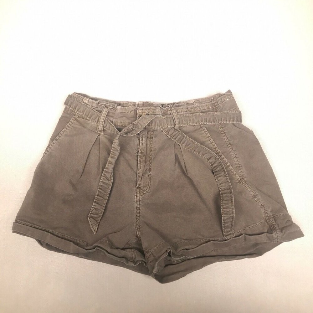 American Eagle Super Stretch Khaki Belt Tie Shorts Womens 4